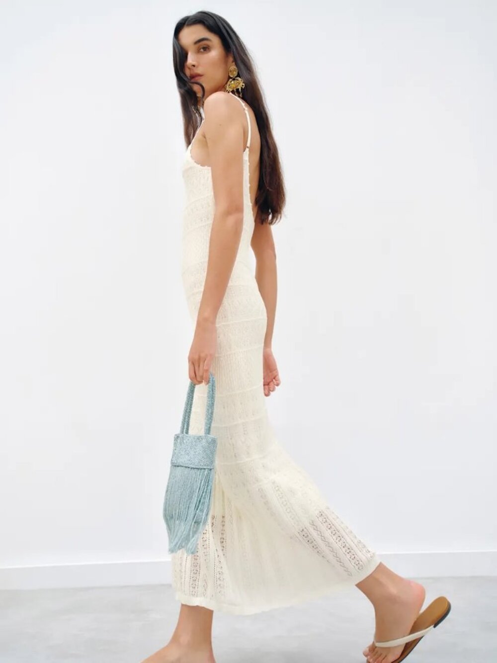 Reformation River Cotton Crochet Sweater Dress Size 2